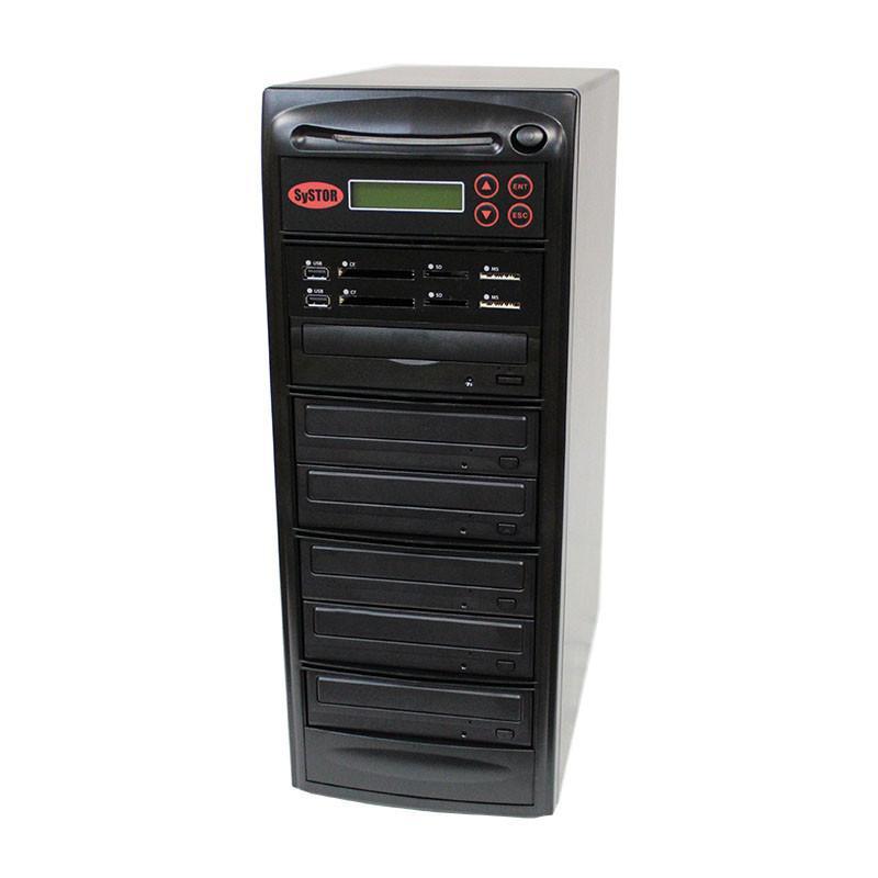Systor MultiMedia Center PLUS - Flash Memory Drive (USB/SD/CF/MS/MMC) to Disc Backup + 1 to 5 SATA CD/DVD Duplicator - SYS05-P-MB