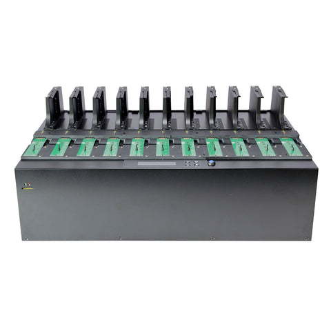 Systor 1 to 10 M.2 NVMe/SATA Duplicator & Sanitizer - up to 24GB/Min - for PCIe M2 & 2.5" HDD & SSD Drives (SYSNVME-HC410)